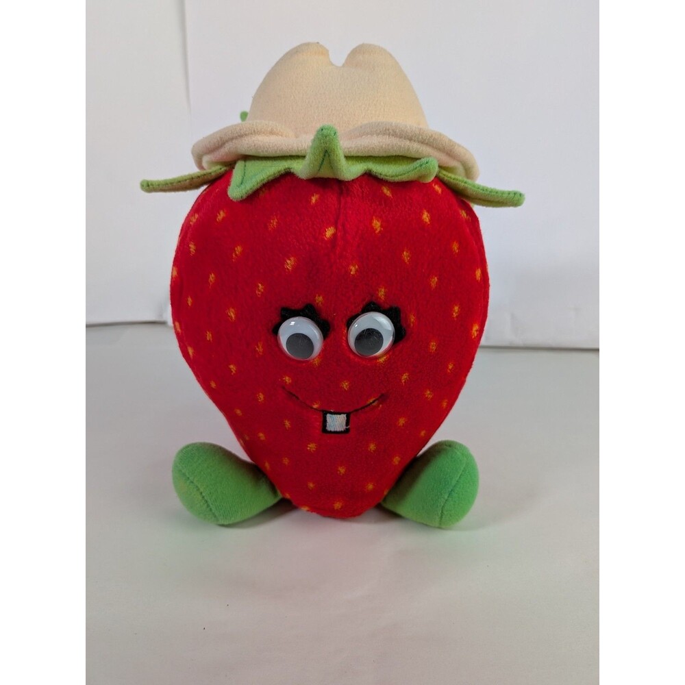 Vintage 1988 Del Monte Plush 10” Country Strawberry Yumkin Googly Eyes w/ Hat